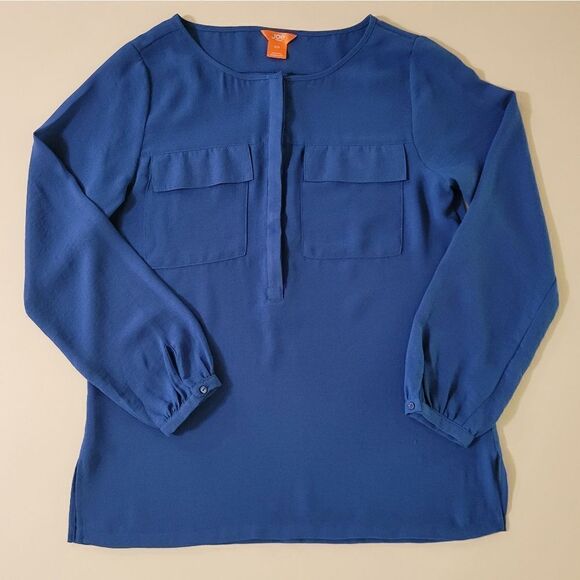 Joe Fresh Roundneck Henley Style Blue Blouse - Picture 1 of 11